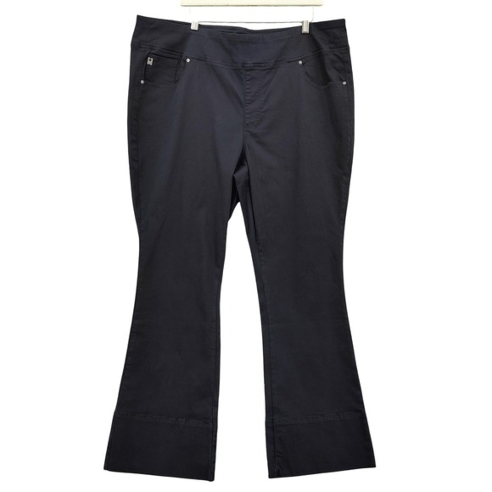 Belle Kim Gravel Womens TripleLuxe Twill Mega Hem Boot Cut Jeans 24W Black